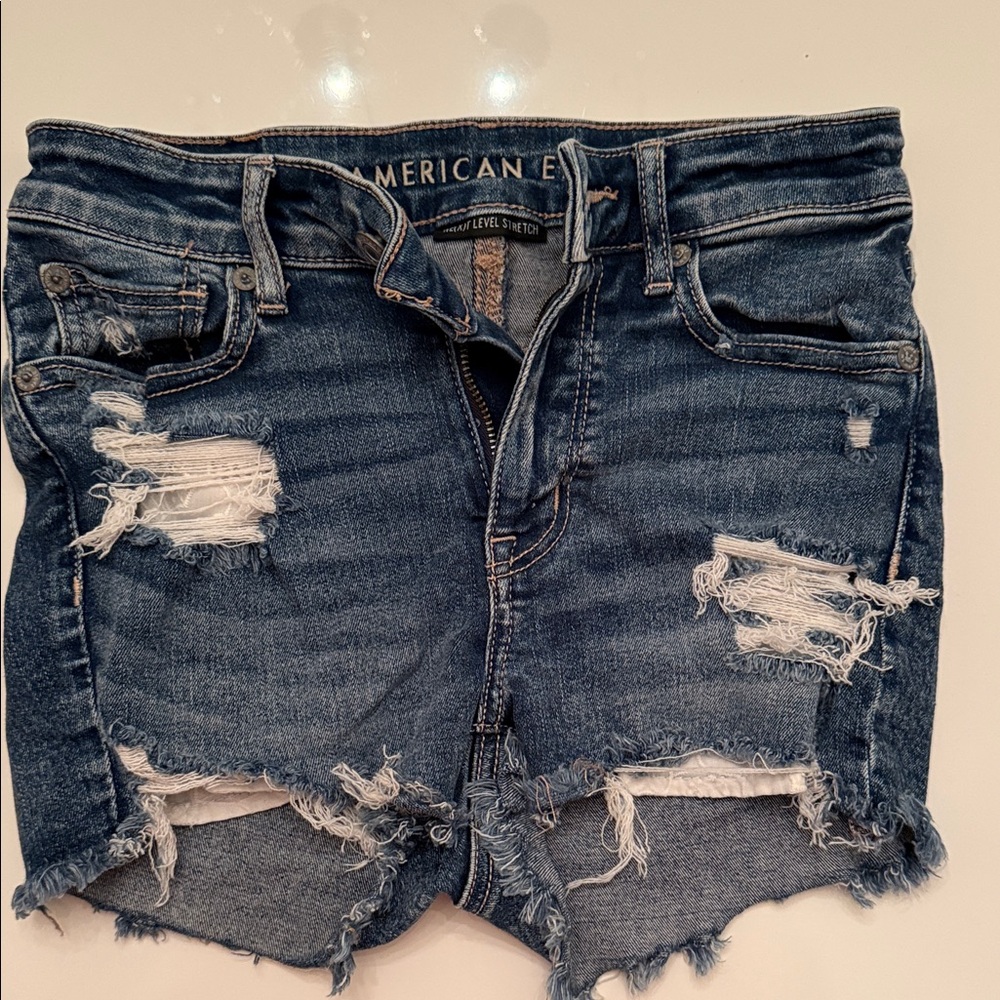American Eagle Outfitters Distressed Blue Jean Shorts